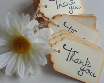 Thank you gift tags, Favor tags, Thank you tags, Thank you favor tags, Vintage style tags, Set of 25 or 100