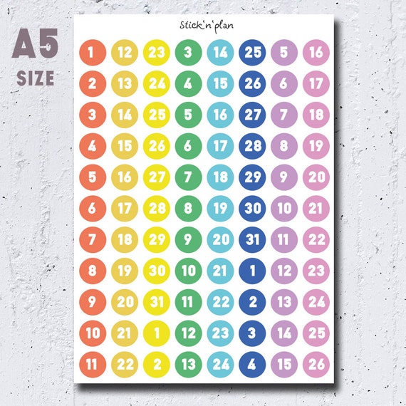 Number Stickers Monthly Date Planner Stickers by SticknPlanshop