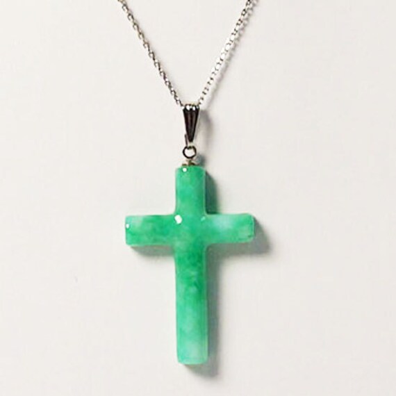 Green Jade Cross Pendant Necklace