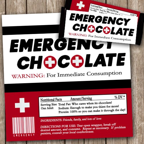 Emergency Chocolate Candy Wrappers Emergency Chocolate