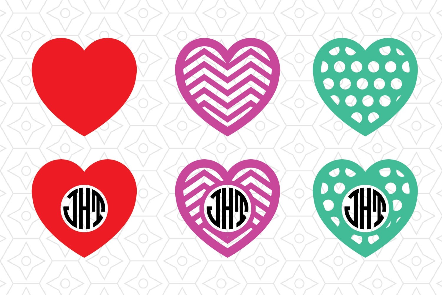 Download Valentines Heart Monogram Frame Collection, SVG, DXF and ...