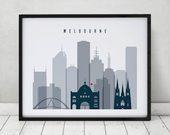Melbourne art print, Poster, Travel, Wall art, Australia cityscape, skyline, Wall decor, City prints Travel, Home Decor, ArtPrintsVicky