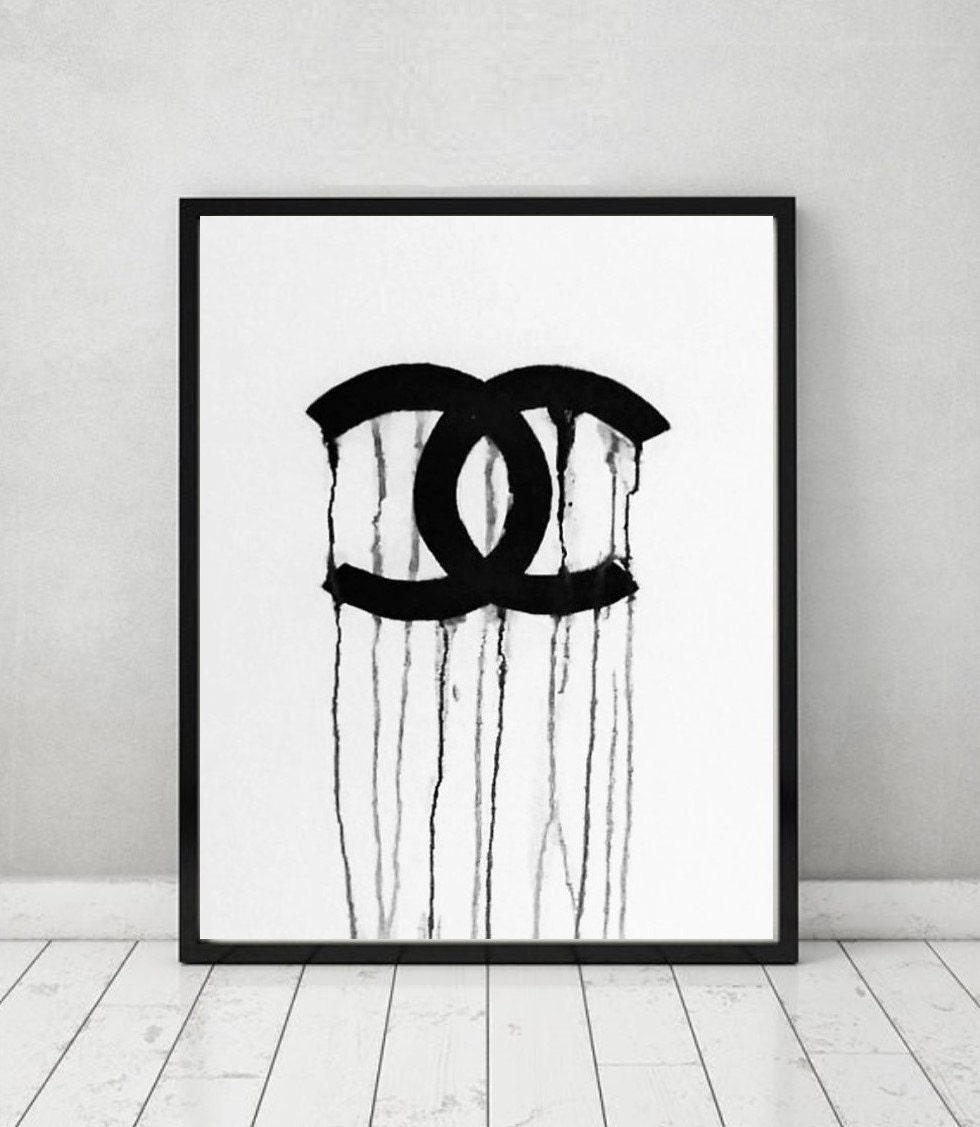 Dripping Chanel Painting Wall art-Canvas-Watercolor by ARGStudio2