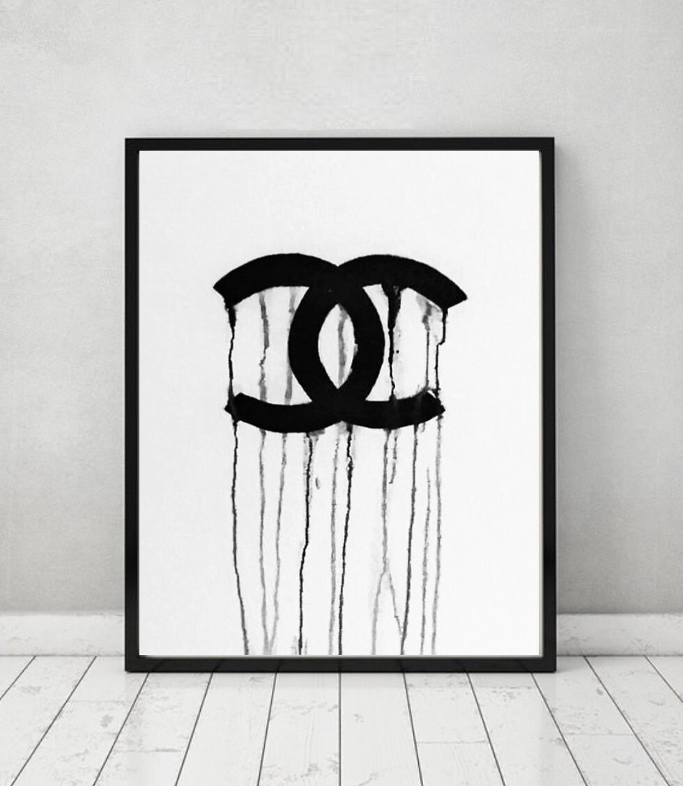 Dripping Chanel Painting Wall artCanvasWatercolor by ARGStudio2