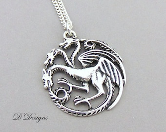 Dragon Necklace, Silver charm Necklace, Dragon Charm Necklace, Dragon Pendant, Silver Necklace, Gifts for her, Christmas Gift