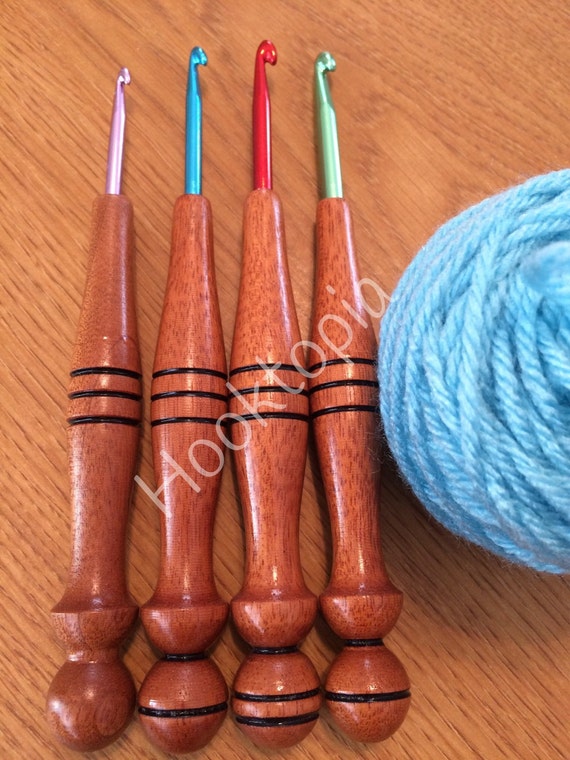 Wood handle crochet hook set from Hooktopia on Etsy Studio