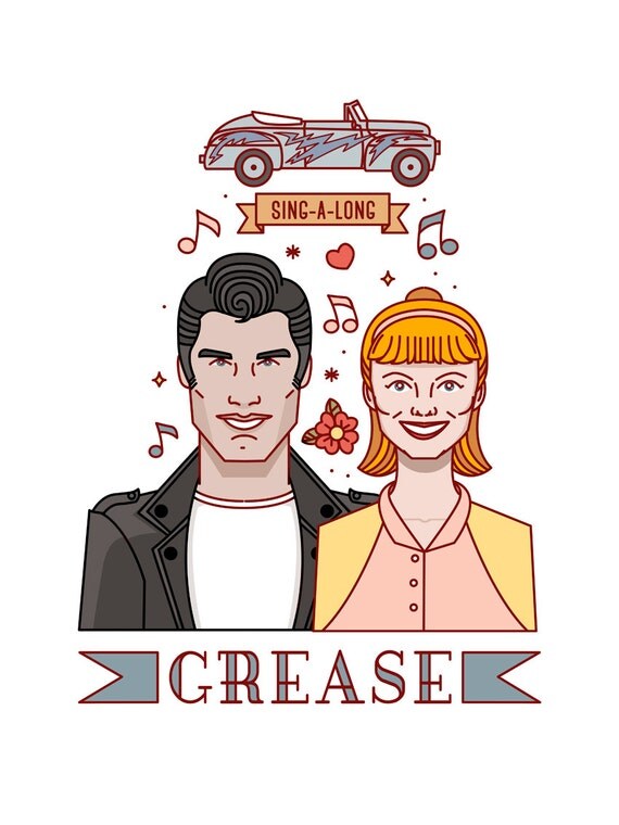Grease illustration. Grease. Movie Poster. Printable by GoatLucky
