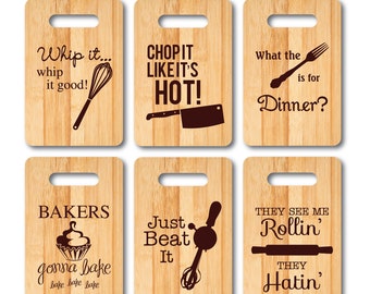 cutting funny kitchen boards utensil personalized pun engraved laser