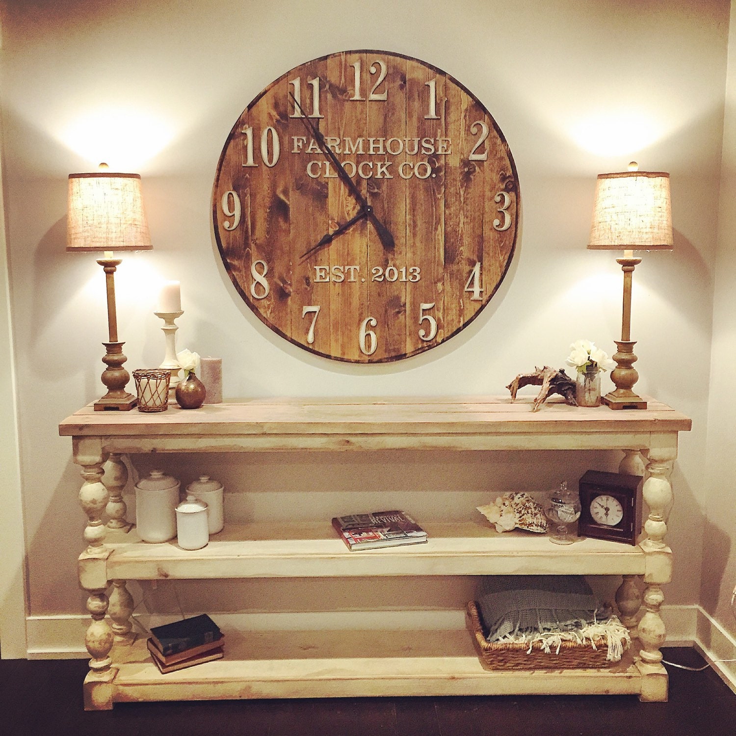 Farmhouse Clock Co. Standard Numeral Wooden Wall Clock