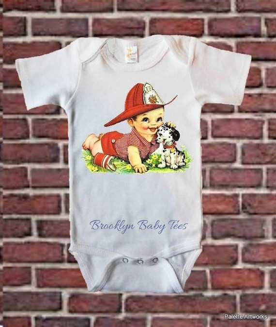 Firefighter Baby Onesie Fireman Baby Onesie by BrooklynBabyTees