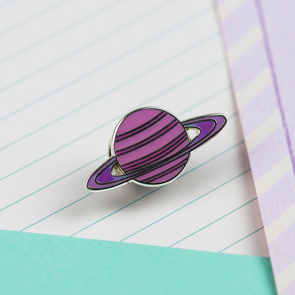 Pink Planet Enamel Pin Space Enamel Pin Solar System Pin 3014