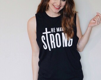 Strong Muscle tank, tank, exercise tank, workout tank, faith tank, exercise your faith, faith fashion tank,strong tank,strong,jesus and yoga