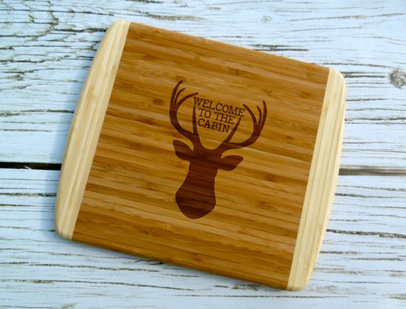 Welcome to the Cabin Cutting Board Deer Head by OurBoardBoutique