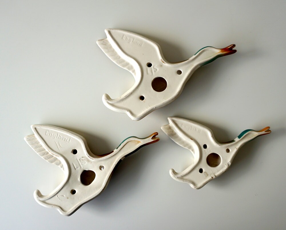 Vintage 1960's Keele Street Pottery Flying Ducks Wall
