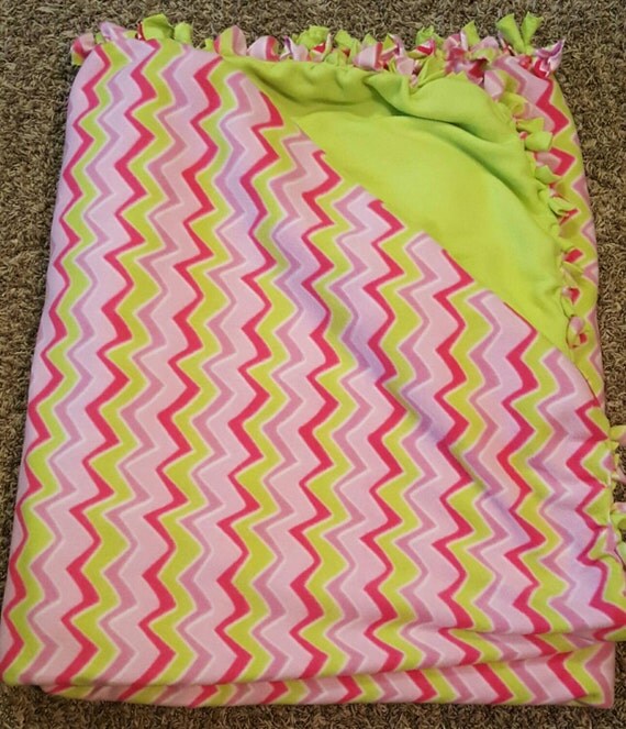 Items similar to Pink and lime green chevron blanket on Etsy