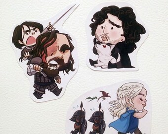Game of Thrones - Arya & the Hound, Jon Snow, and Danaerys fridge magnet set