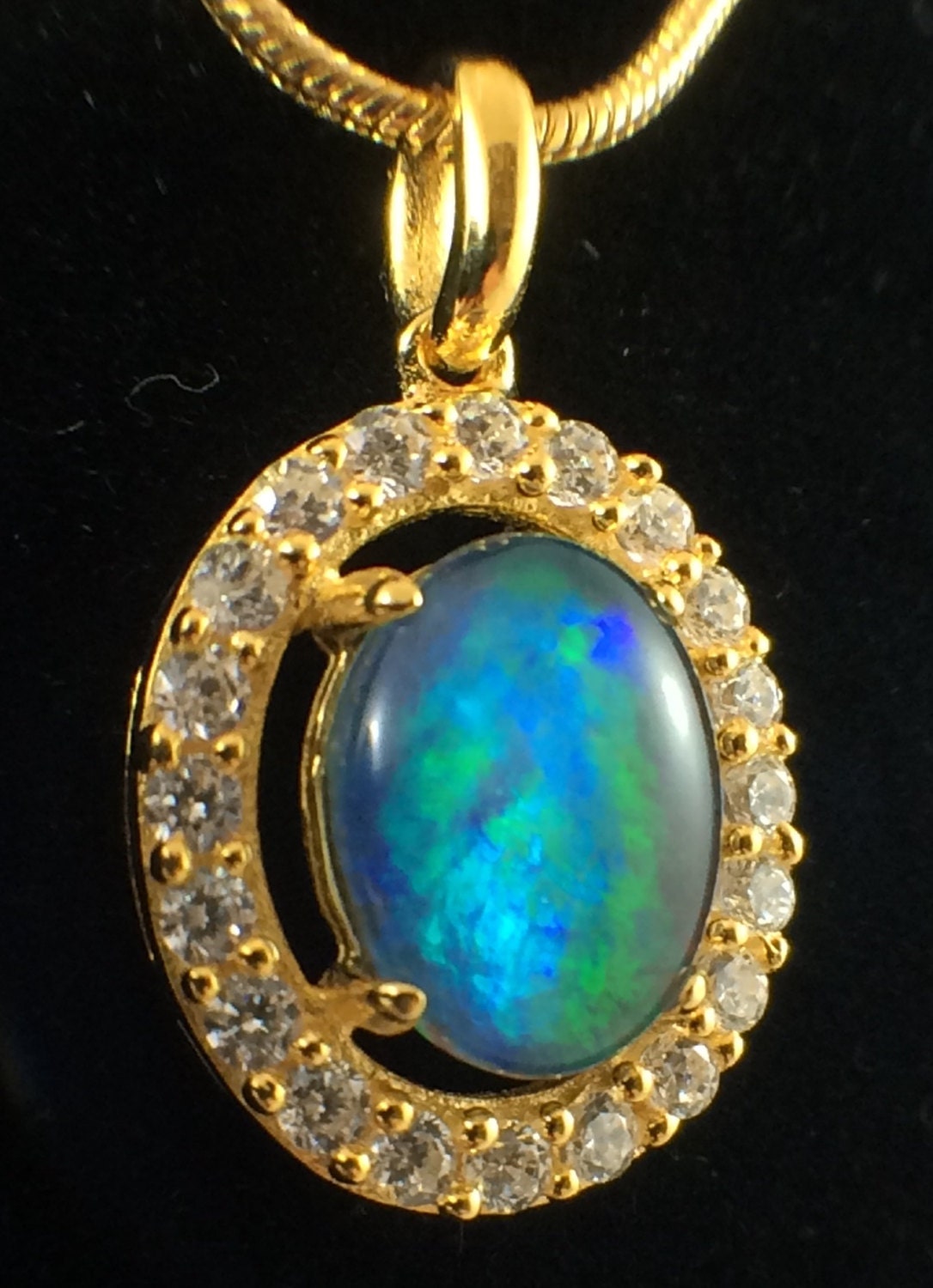 Genuine Opal Necklace Pendant Large Australian Triplet 9x7mm