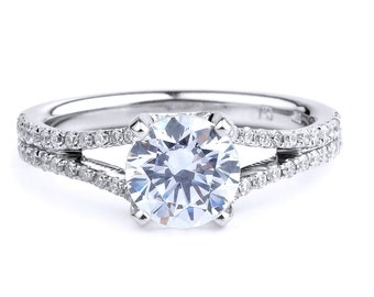 Diamond Engagement Ring In 14K White Gold Split Band Engagement Ring