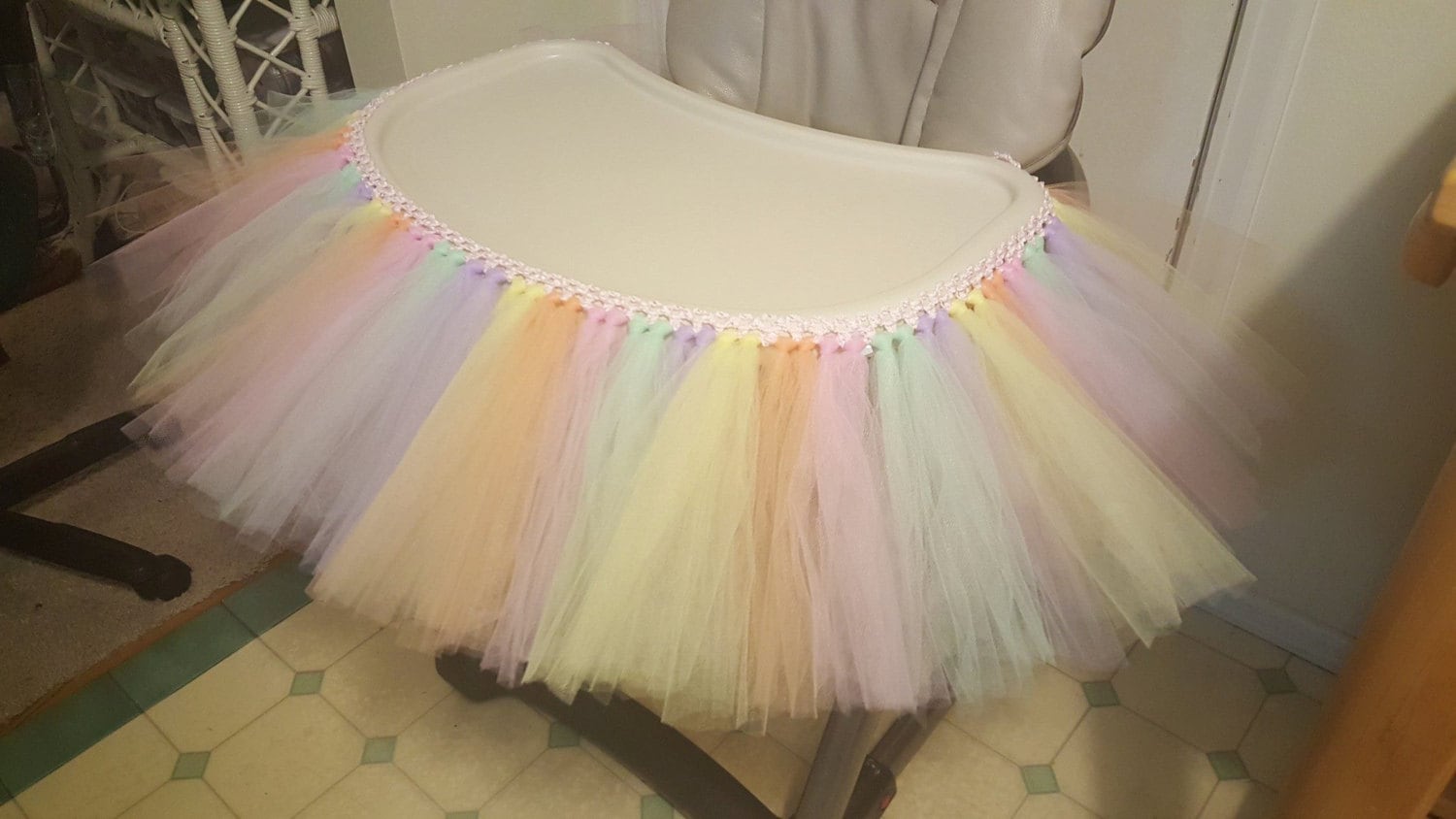 HIGH CHAIR TUTU tulle table skirt banner highchair decoration