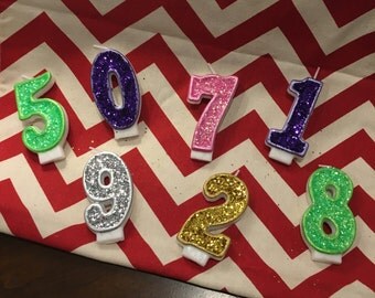 Glitter Birthday Candle, Candle, Sparkly Candle, Pick your number- pick your color