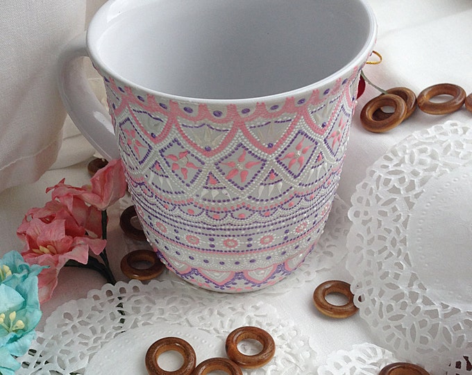 Hand painted mugs, personalized mugs, decorating mugs, coffee mugs, ceramic coffee mugs, large tea mugs, handmade cups, tea pink cup, craft