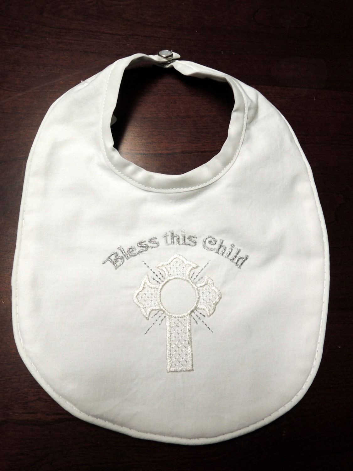 Cotton Baptismal and Christening Bib with Cross