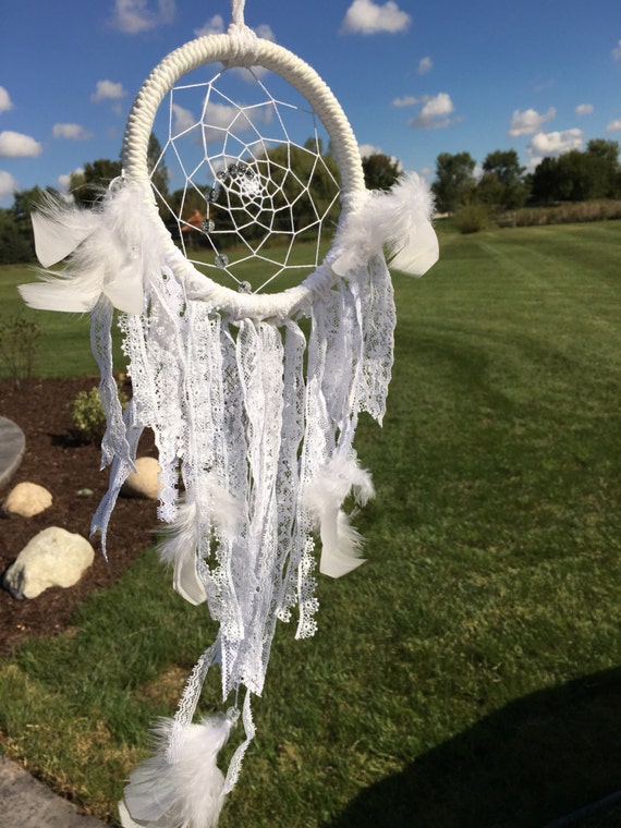 blue and white dream catchers