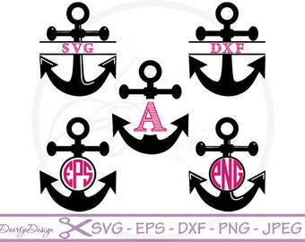 Anchor Monogram SVG files for Cricut, Anchor svg split monogram, svg Files Silhouette, DXF files Cut Files, SVG files, dxf files silhouette
