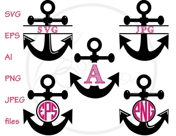 Anchor Monogram SVG Anchor svg split monogram SVG by DoortjeDesign