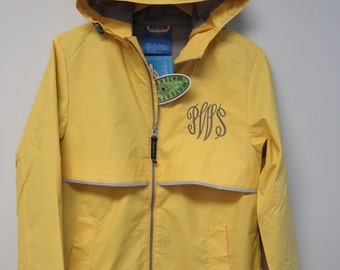 Monogrammed Charles River Rain Jacket - Monogram Raincoat, Monogram Rain Jacket - New Englander rain Jacket - Personalized - FAST SHIPPING