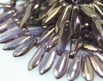 Czech Glass Dagger Beads, 15x5mm, 50 Beads