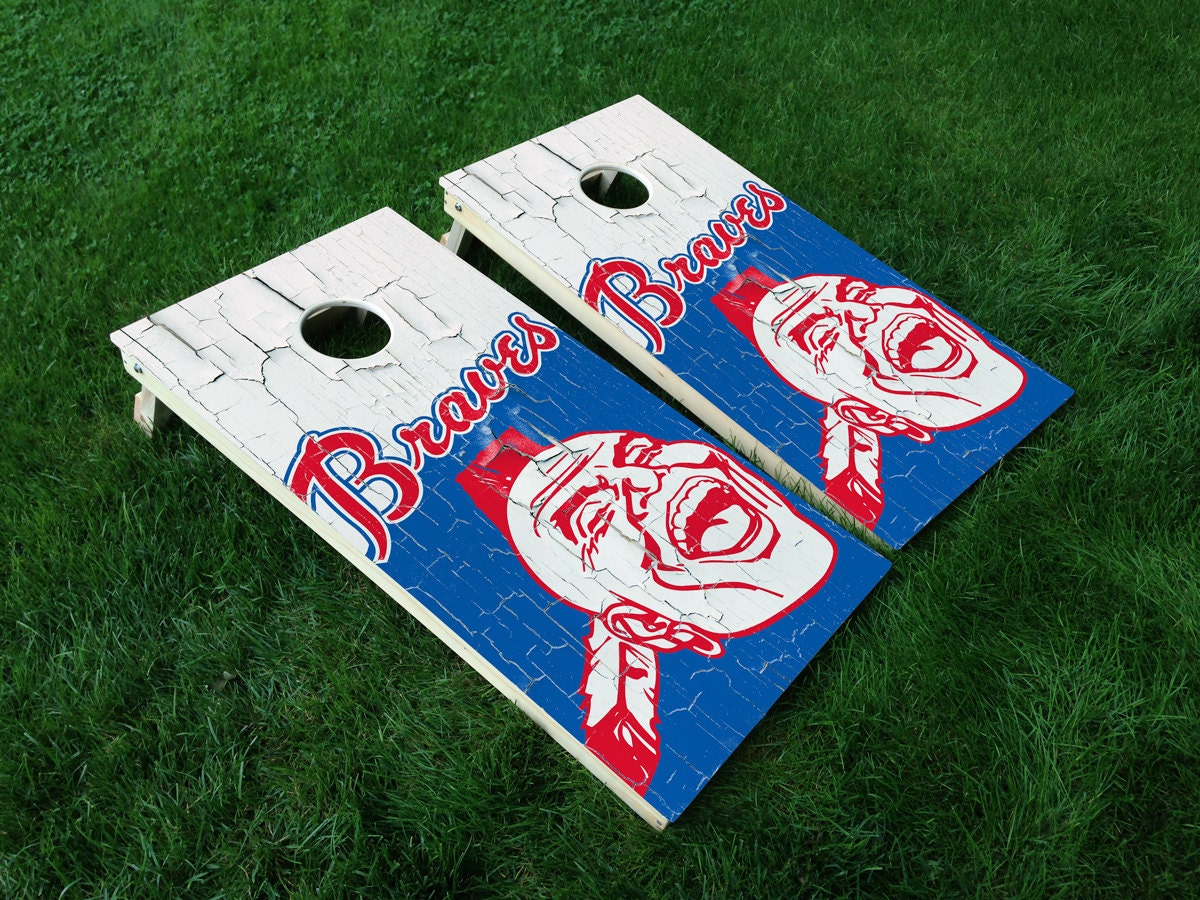 Atlanta Braves Cornhole Decals: Set Of 2 Retro Braves