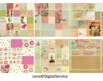 12 Kitchens backgrounds INSTANT DOWNLOAD cooking paper decoupage Digital Collage Scrapbooking