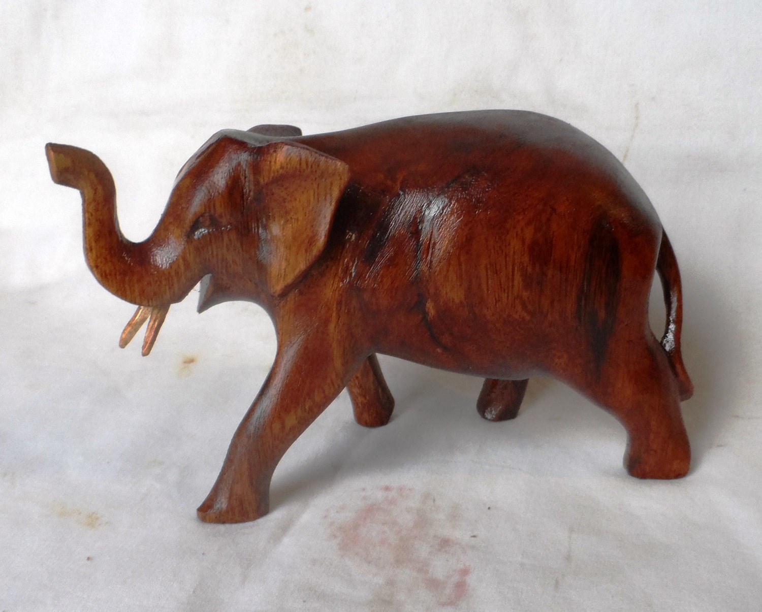 Elephant wood carving elfnt7 by forestvillage on Etsy