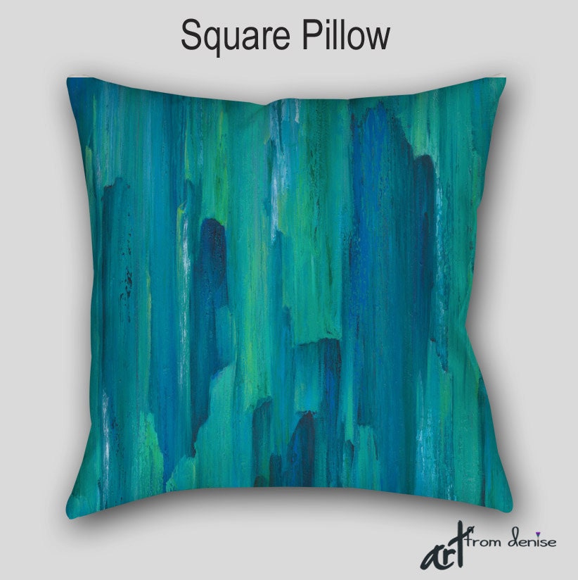 Designer throw pillow Teal turquoise Blue green Home decor