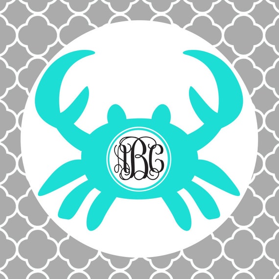 Download Crab Monogram Frame Cutting Files in Svg Eps Dxf Png