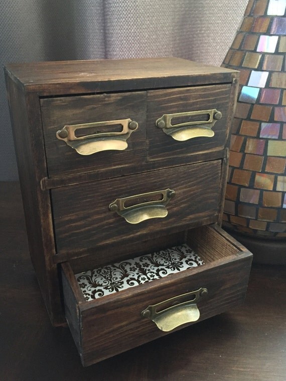 Vintage Card Catalog Jewelry Box