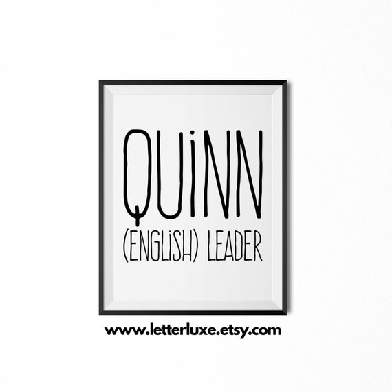 Quinn Name Meaning Art Printable Baby Shower Gift Nursery