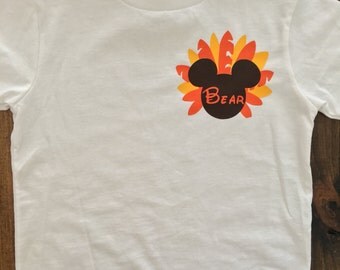 Mickey Mouse Shirt, personalized mickey top, thanksgiving shirt, turkey shirt, Minnie Mouse shirt, personalized minnie top, Minnie Mouse