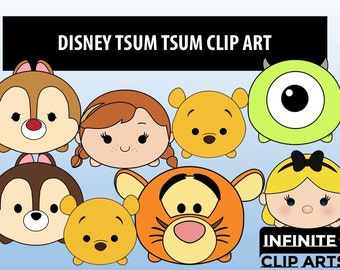 15 Disney Tsum Tsum Cartoon Clip art - Printable Digital Clipart Graphic Instant Download Clip Art Scrapbook Invitations printable 300 dpi