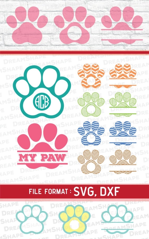 SVG Paw Cut Files Vinyl Cutters Monogram Cricut Files