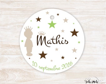 Label box dragees baptism/wedding/anniversary - Mini prince - customizable