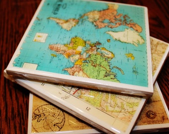 Vintage Map Coasters | Custom Maps