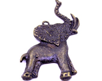 3 Bronze Elephant Charms | Bronze Elephant Pendant, Elephant Jewelry, Big Elephant Charms, Animal Charms, Animal Jewelry