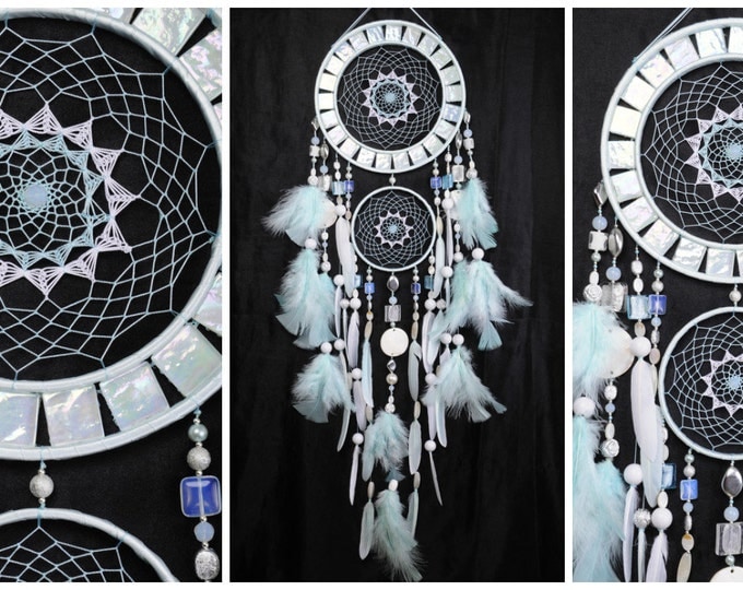 NOW Dreamcatcher Mint mosaic Dream Catcher Large Dreamcatcher New Dream сatcher gift idea pearlescent dreamcatcher boho dreamcatcher wall