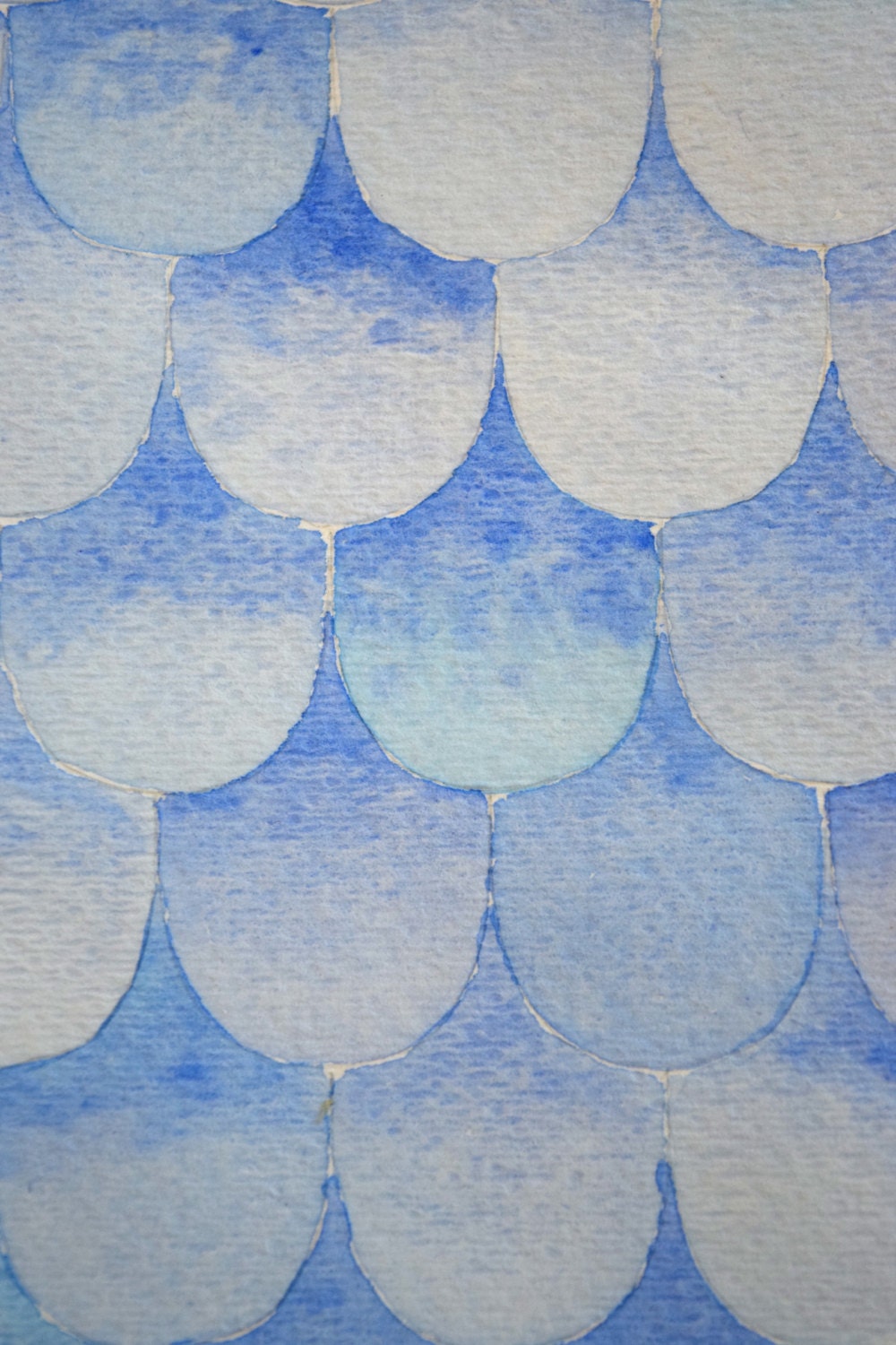 Blue Watercolor Fish Scale Painting by ThePaintingParlor on Etsy