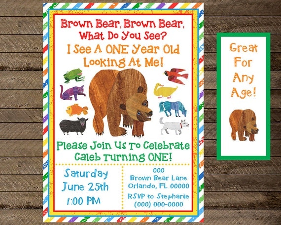 brown bear invite brown bear invitation brown bear by InJOYPrints