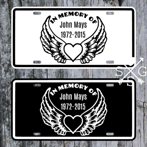 Memorial Wings License Plate In Memory Of Car Tag