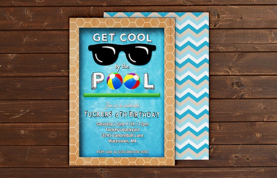 Printable Custom Pool Party Event Invitation