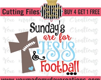 Buy 4 get 1 FREE*** Sundays are for Jesus and Football SVG EPS, dxf, & png Cutting Files Stitches Crown football stitches sports